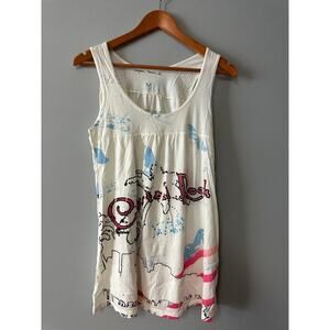 Crystal Rock by Christian Audigier Tank Top M White Graphic Y2K Streetwear